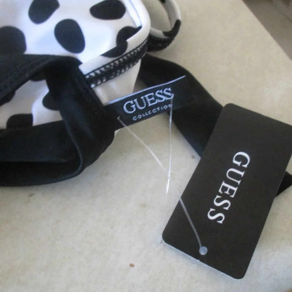 Guess black white polka dot bikini swim top new nwt s - Picture 2 of 3